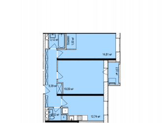 Двухкомнатная квартира 65.06 м²
