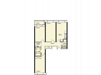 Трёхкомнатная квартира 78.02 м²